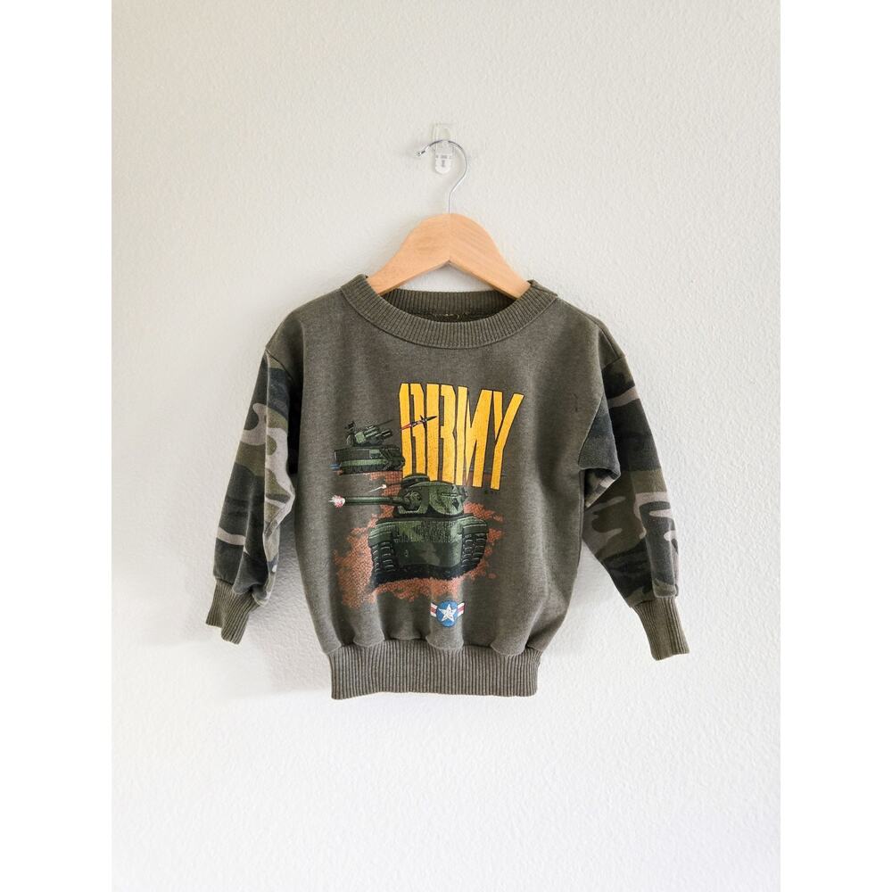 Toddler Vintage Army Camo Crewneck Licensed By SSI